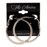 Silver-Tone Metal Hoop-Earrings #LQE2588