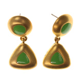 Gold-Tone & Green Colored Metal Drop-Dangle-Earrings #LQE2592