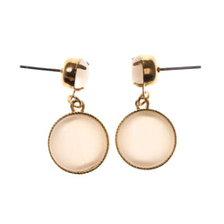 White & Gold-Tone Colored Metal Drop-Dangle-Earrings With Bead Accents #LQE2593