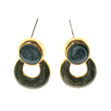 Green & Gold-Tone Colored Metal Drop-Dangle-Earrings #LQE2596