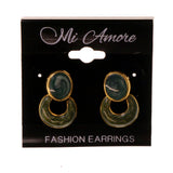 Green & Gold-Tone Colored Metal Drop-Dangle-Earrings #LQE2596