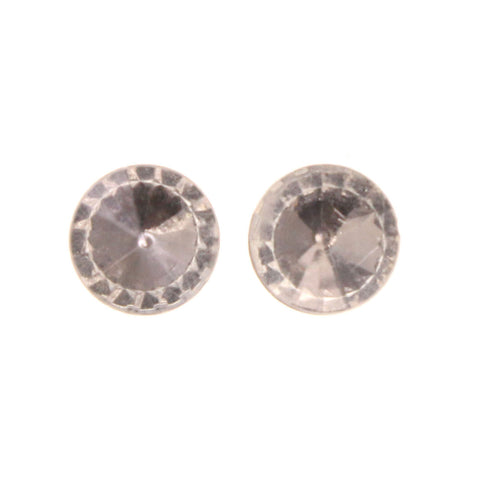 Silver-Tone Metal Stud-Earrings With Crystal Accents #LQE2599