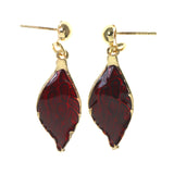 Red & Gold-Tone Colored Metal Dangle-Earrings #LQE2613