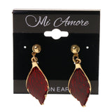 Red & Gold-Tone Colored Metal Dangle-Earrings #LQE2613