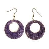 Purple & Silver-Tone Colored Acrylic Dangle-Earrings #LQE2644