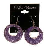 Purple & Silver-Tone Colored Acrylic Dangle-Earrings #LQE2644