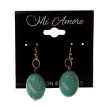 Blue & Silver-Tone Colored Metal Dangle-Earrings With Stone Accents #LQE2647