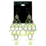 Gold-Tone & Multi Colored Metal Dangle-Earrings With Crystal Accents LQE264