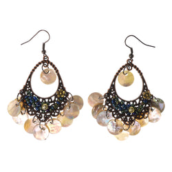 Colorful  AB Finish Shell Flower Dangle-Earrings #LQE2651
