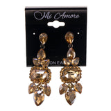 Yellow & Silver-Tone Metal -Dangle-Earrings Crystal Accents #LQE2666