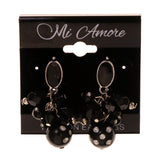 Black & Silver-Tone Metal -Dangle-Earrings Bead Accents #LQE2668