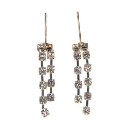 Silver-Tone Metal Drop-Dangle-Earrings With Crystal Accents #LQE2670