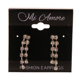 Silver-Tone Metal Drop-Dangle-Earrings With Crystal Accents #LQE2670