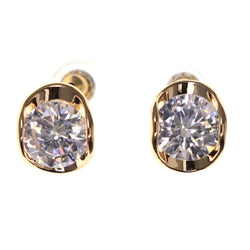 Gold-Tone & Silver-Tone Metal Stud-Earrings Crystal Accents #LQE2674