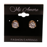 Gold-Tone & Silver-Tone Metal Stud-Earrings Crystal Accents #LQE2674