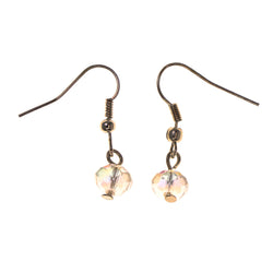 Silver-Tone & Clear Colored Metal Dangle-Earrings With Bead Accents #LQE2675
