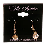 Silver-Tone & Clear Colored Metal Dangle-Earrings With Bead Accents #LQE2675