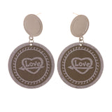 Glitter Sparkle Love Dangle-Earrings Silver-Tone Color #LQE2683