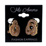 Gold-Tone & Peach Colored Metal Stud-Earrings With Crystal Accents #LQE2689