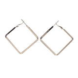 Silver-Tone Metal Hoop-Earrings With Crystal Accents #LQE2691