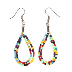 Colorful & Silver-Tone Acrylic Dangle-Earrings Bead Accents #LQE2702