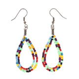 Colorful & Silver-Tone Acrylic Dangle-Earrings Bead Accents #LQE2702