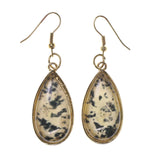 Black & Gold-Tone Colored Metal Dangle-Earrings With Bead Accents #LQE2703