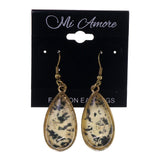 Black & Gold-Tone Colored Metal Dangle-Earrings With Bead Accents #LQE2703