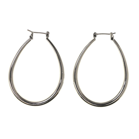 Silver-Tone Metal Hoop-Earrings #LQE2706