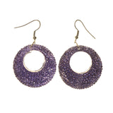 Purple & Silver-Tone Colored Acrylic Dangle-Earrings #LQE2713