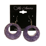 Purple & Silver-Tone Colored Acrylic Dangle-Earrings #LQE2713