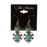 Silver-Tone & Blue Colored Metal Dangle-Earrings With Stone Accents #LQE2716