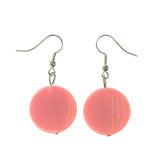 Pink & Silver-Tone Colored Acrylic Dangle-Earrings With Bead Accents #LQE2725