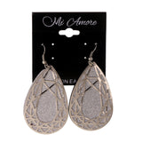 Glitter Sparkle Dangle-Earrings Silver-Tone Color #LQE2726