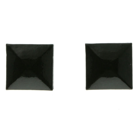 Gold-Tone & Black Colored Plastic Stud-Earrings LQE272