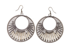 Silver-Tone Metal Dangle-Earrings With Bead Accents #LQE2735