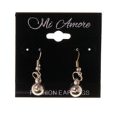 Silver-Tone Metal Dangle-Earrings With Bead Accents #LQE2736