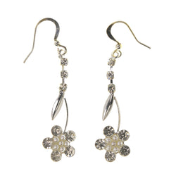 Flower Dangle-Earrings Silver-Tone Color #LQE2737