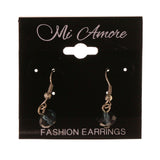 Black & Silver-Tone Colored Metal Dangle-Earrings With Bead Accents #LQE2741