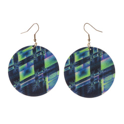 Blue & Green Colored Acrylic Dangle-Earrings #LQE2743