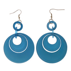 Blue & Silver-Tone Colored Acrylic Dangle-Earrings #LQE2745