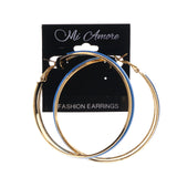 Blue & Gold-Tone Colored Metal Hoop-Earrings #LQE2749