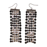 Silver-Tone & Black Metal Dangle-Earrings Rhinstone Accents #LQE2754