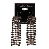 Silver-Tone & Black Metal Dangle-Earrings Rhinstone Accents #LQE2754