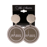 Glitter Paris Eiffle Tower Drop-Dangle-Earrings Silver-Tone Color #LQE2755