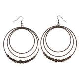 Silver-Tone & Black Colored Metal Dangle-Earrings With Bead Accents #LQE2780