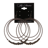 Silver-Tone & Black Colored Metal Dangle-Earrings With Bead Accents #LQE2780