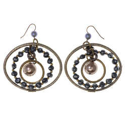 Silver-Tone & Gold-Tone Colored Metal Dangle-Earrings With Bead Accents #LQE2785