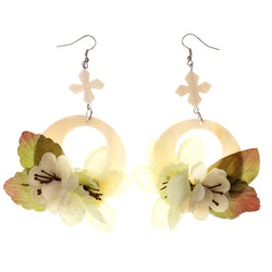 Colorful  Flower Shell Cross Dangle-Earrings #LQE2790
