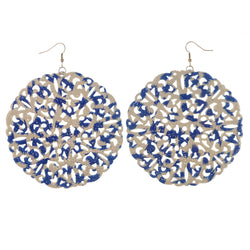 White & Blue Colored Metal Dangle-Earrings #LQE2794
